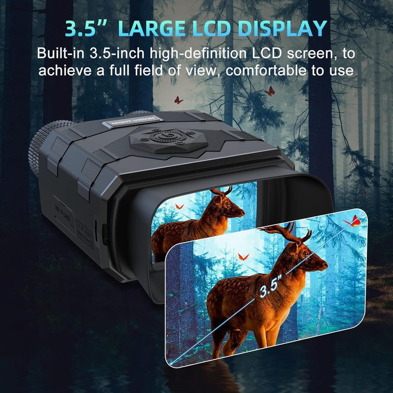 Anyork Night Vision Binoculars for Adults, 3.5'' HD Night Vision Goggles with 3000mAh Rechargeable Battery, 32GB TF Card for Photos and Videos, 8X Digital Zoom for Outdoor, Camping and Travel - Image 5